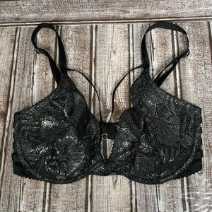 VICTORIA'S SECRET VERY SEXY Unlined Plunge Black Lace Cage 32DD NWOT NEW Bra